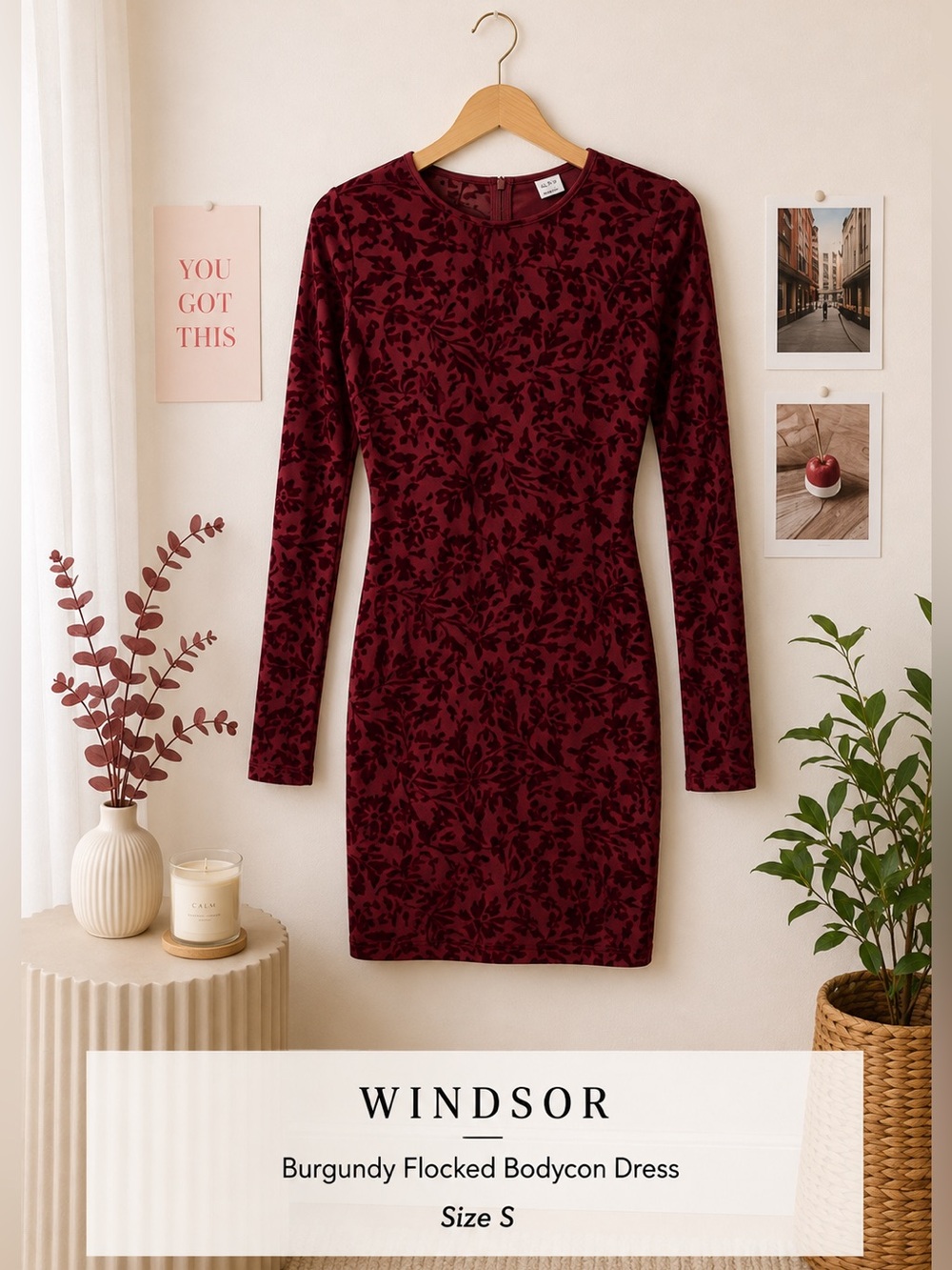 Windsor Burgundy Small Bodycon Mini Dress